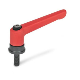 GN 300.4 Zinc Die-Cast Adjustable Levers, with Increased Clamping Force, Threaded Stud Type, with Steel Components Color / Finish: RS - Red, RAL 3000, textured finish