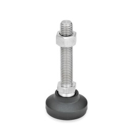 GN 343.8 Stainless Steel Leveling Feet, Plastic Base, Threaded Stud Type, with or without Rubber Pad Type: G - With rubber pad