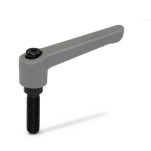 Plastic Adjustable Levers, Threaded Stud Type, with Blackened Steel Components