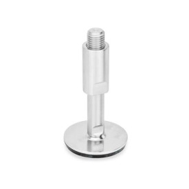 GN 41 Metric Thread, Stainless Steel Leveling Feet, Tapped Socket or Threaded Stud Type Type (Base): D3 - With rubber pad, vulcanized, black<br />Version (Stud / Socket): W - With adjustable sleeve, covered thread, wrench flat at the bottom