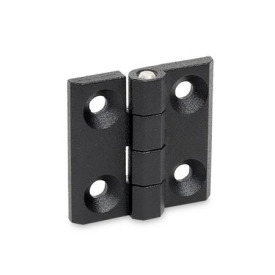 GN 237 Zinc Die-Cast or Aluminum Hinges, with Countersunk Bores or Threaded Studs Material: ZD - Zinc die-cast<br />Type: A - 2x2 bores for countersunk screws<br />Finish: SW - Black, RAL 9005, textured finish