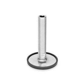 GN 41 Inch Thread, Stainless Steel Leveling Feet, Tapped Socket or Threaded Stud Type Type (Base): D1 - With rubber cap, clipped on, black<br />Version (Stud / Socket): U - Without nut, internal hex at the top, wrench flat at the bottom